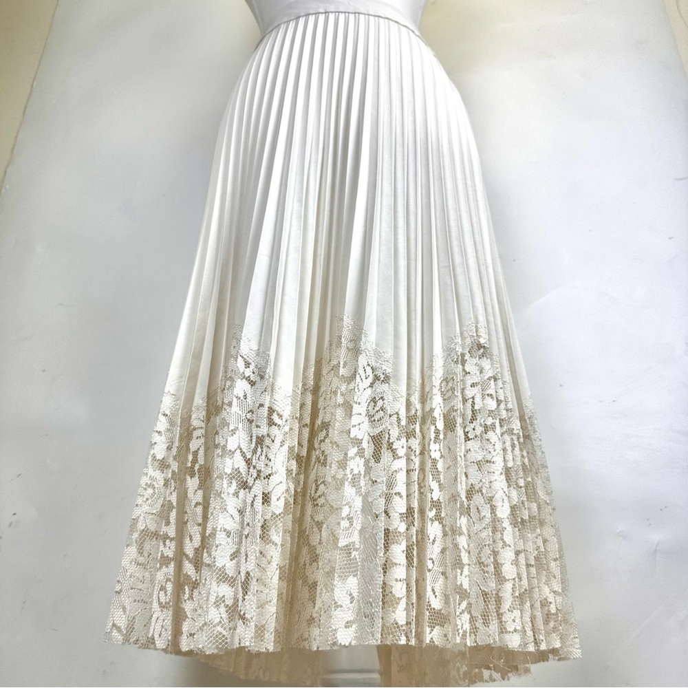 Saks Fifth Ave Pleated White Cream Lace Skirt